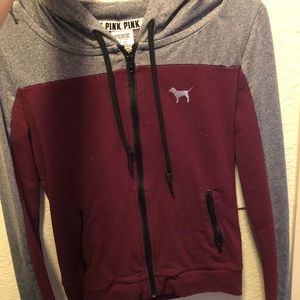 PINK Victoria Secret maroon zip up barely worn!